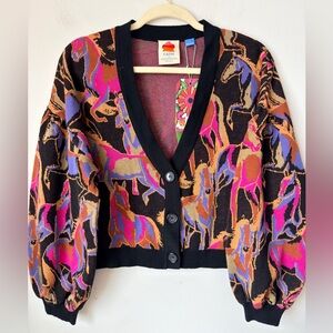 FARM RIo Multicolor Horse Pattern Cardigan